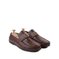 Jamie - Men's Light Brown Crocodile Textured & Calf Leather Driver