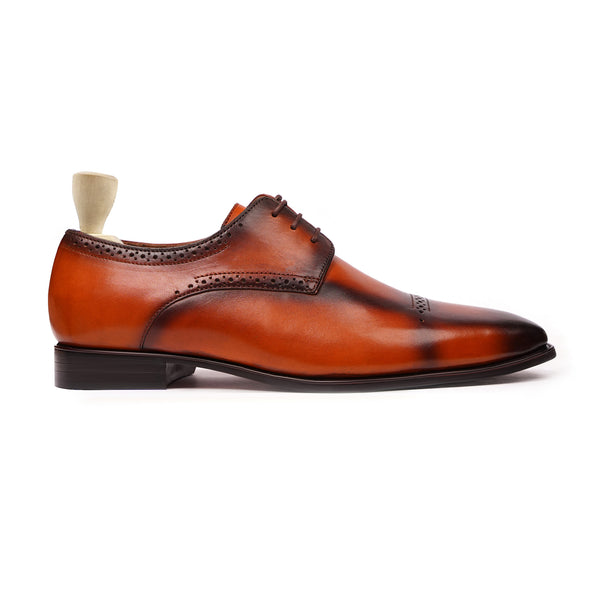 Yoshirou - Men's Tan Calf Leather Derby Shoe