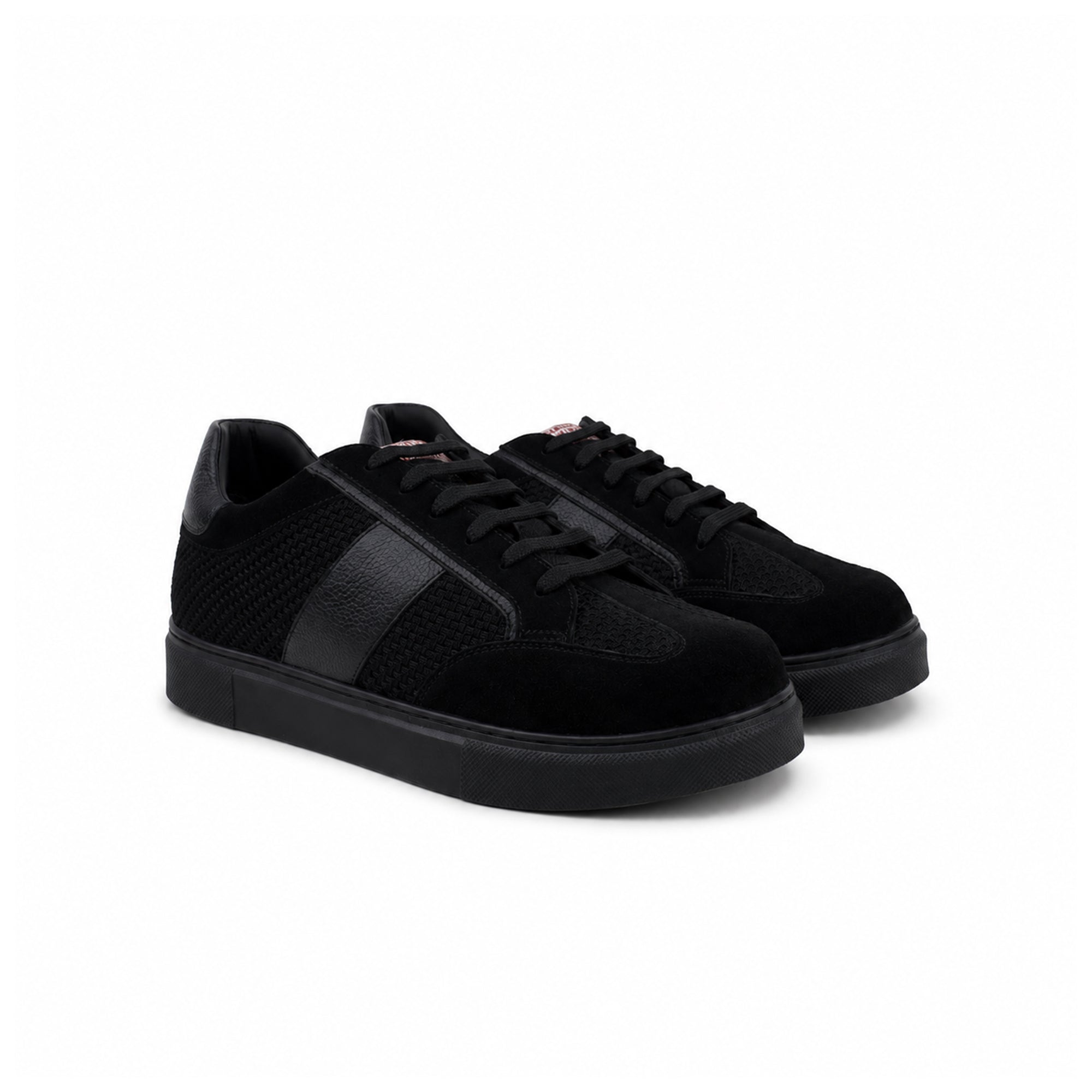 Nico - Men's Black Suede and Mesh Fabric Sneaker