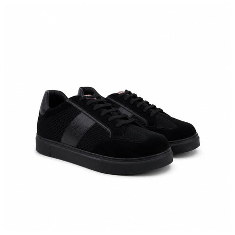 Nico - Men's Black Suede and Mesh Fabric Sneaker