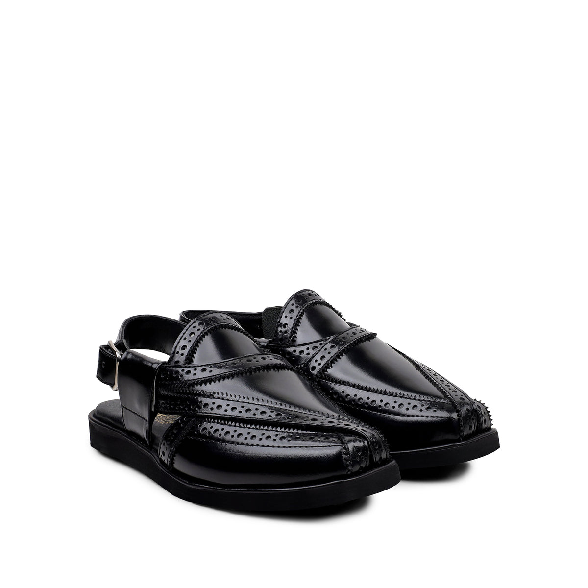 Nate - Children’s Black Box Leather Sandal