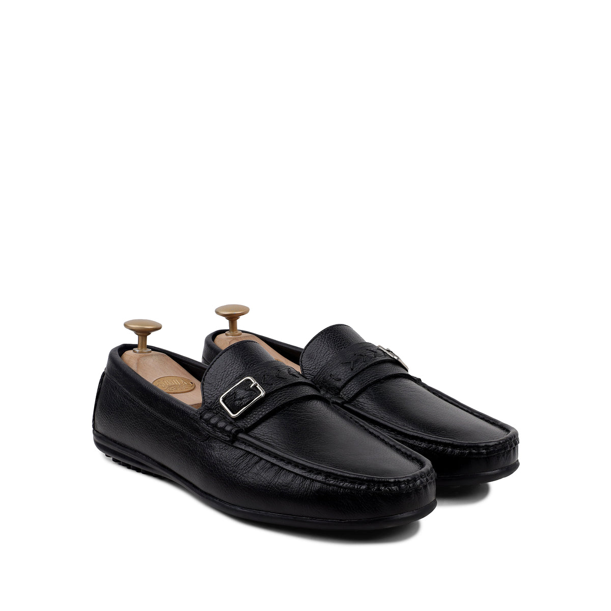 Devin - Men's Black Milled Leather Driver