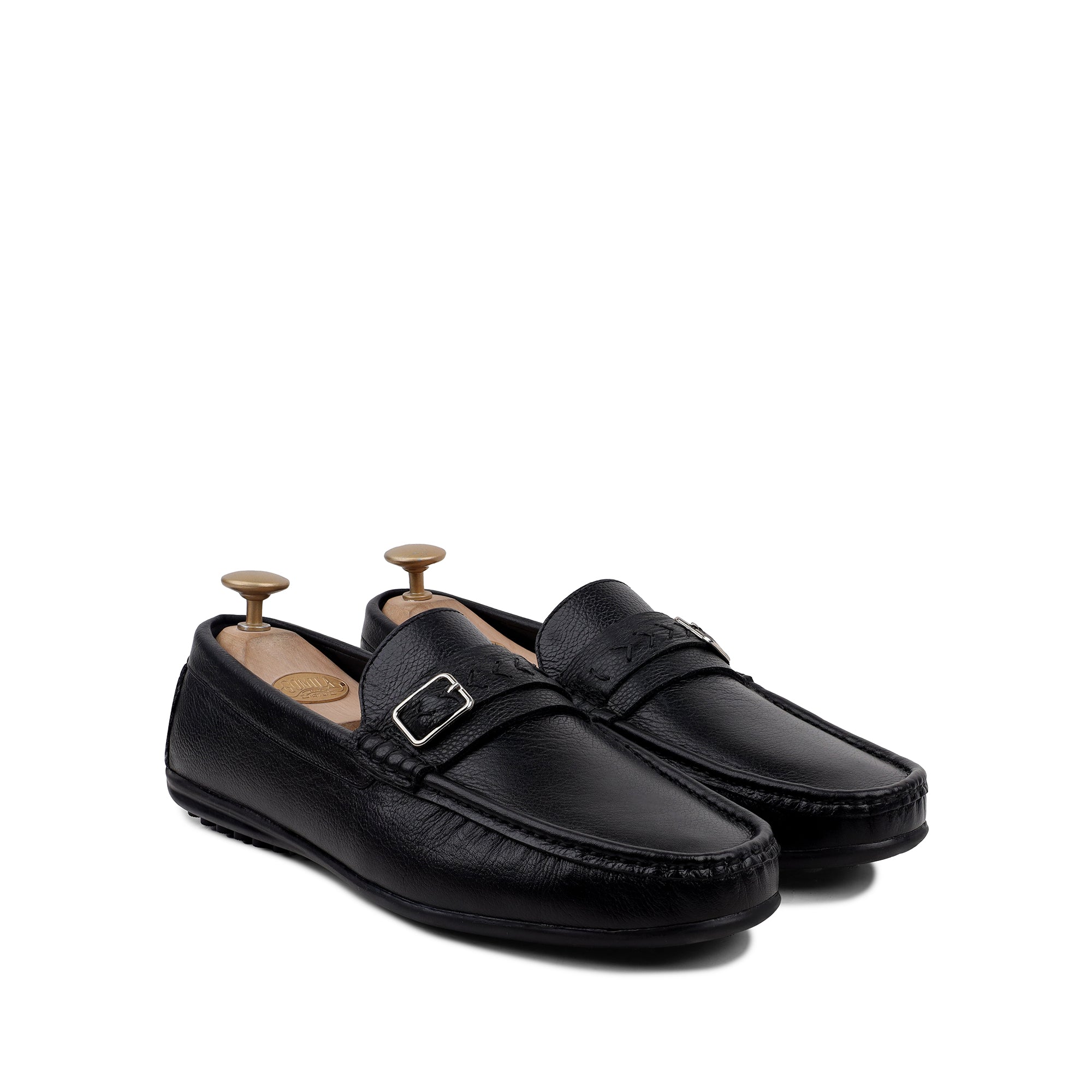 Devin - Men's Black Milled Leather Driver