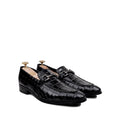 Heath - Men's Black Crocodile Printed Loafer