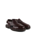 Saul - Men's Dark Brown Crocodile Printed Leather Sandal