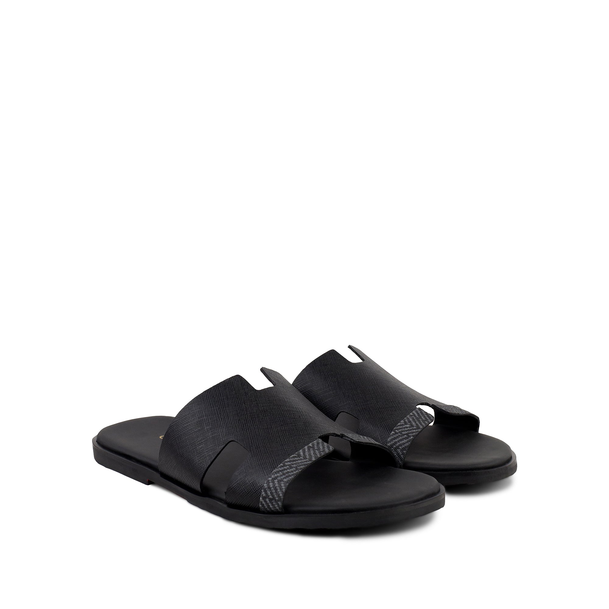 Kiara - Men's Black Calf Leather Slippers
