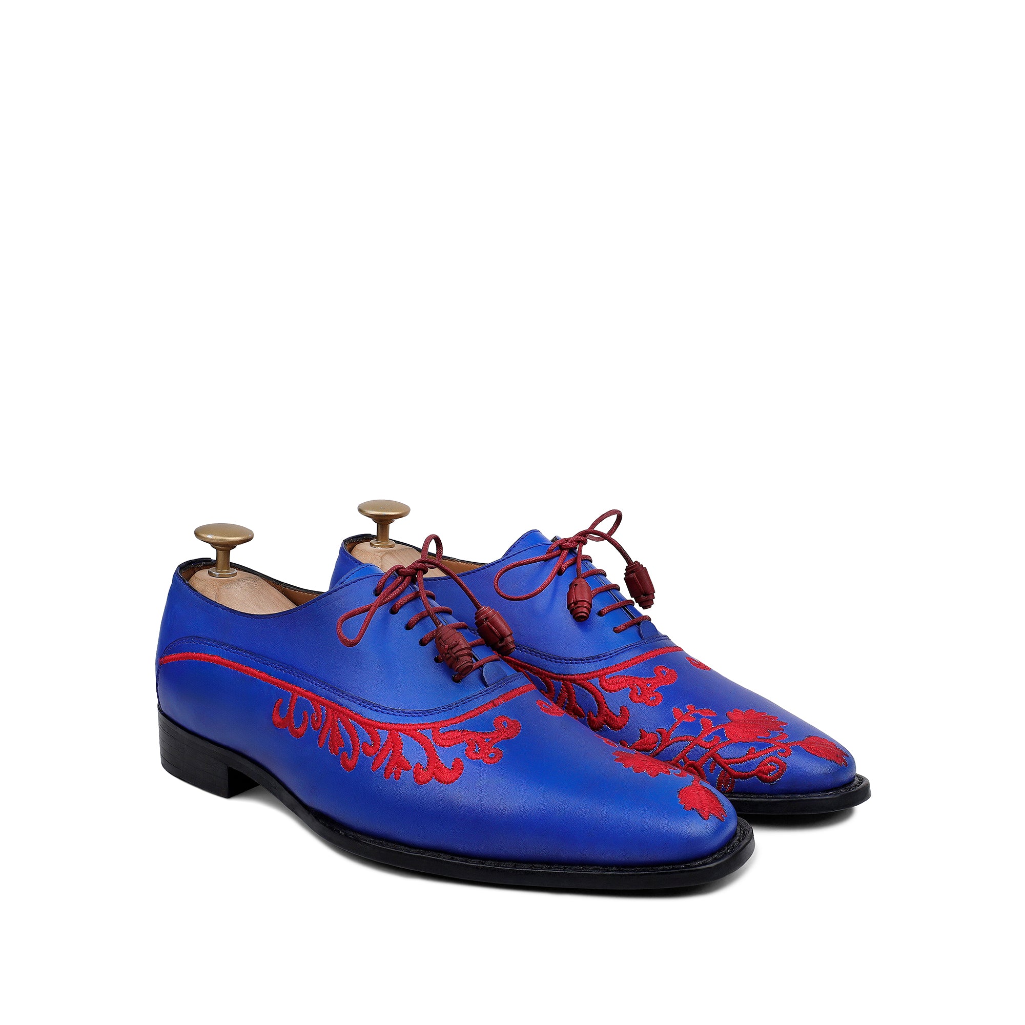 Colby - Men's Blue Calf Leather Goodyear Welted Bespoke Oxford