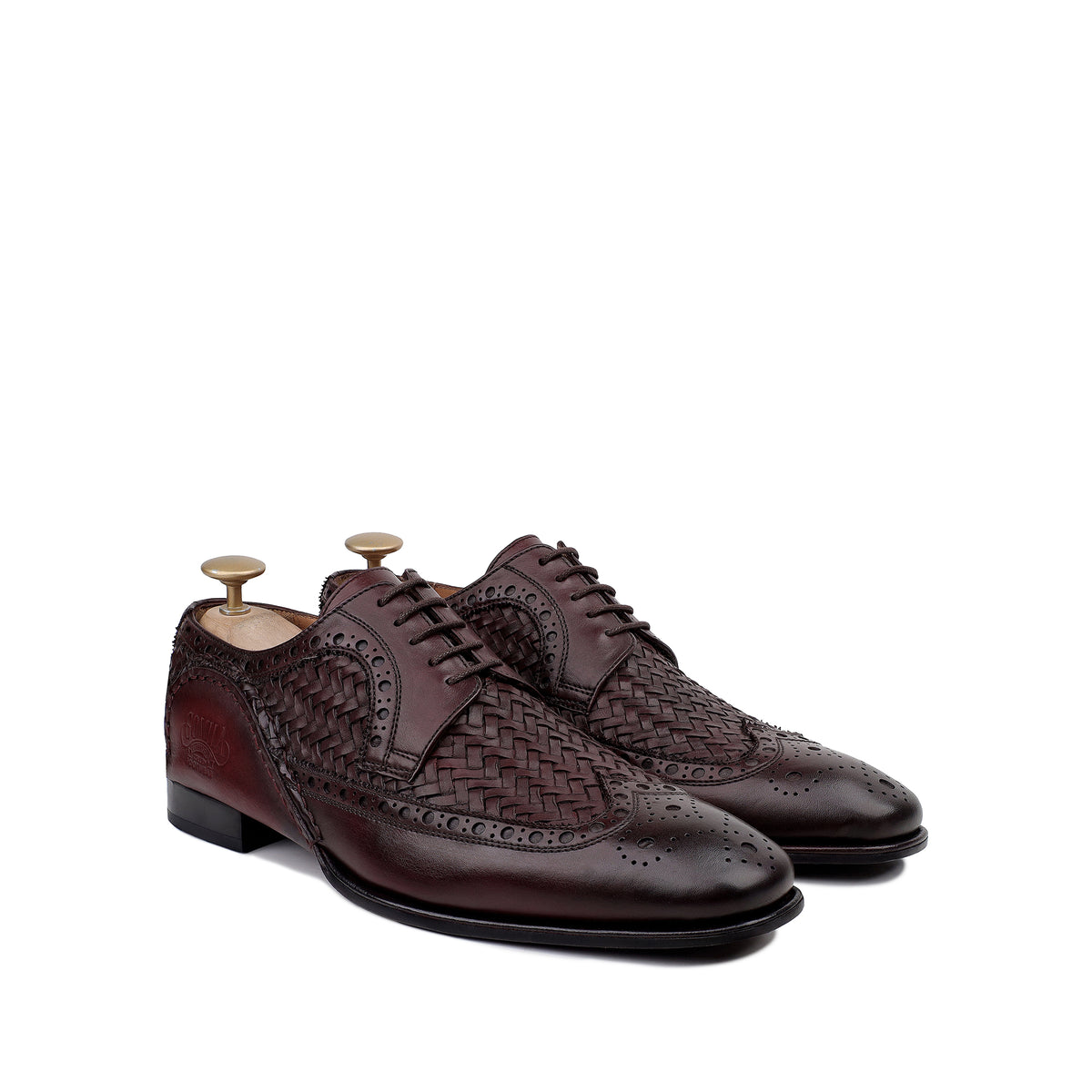 Yasnole - Men's Oxblood Hand Woven Opanka Construction Calf Leather Derby Shoe