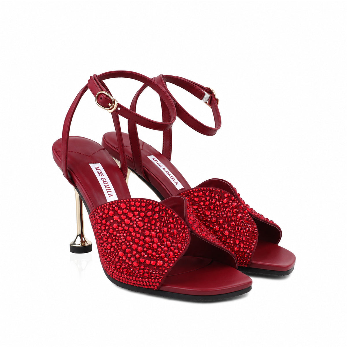 Maya - Women’s Oxblood Hand Set Crystals 90mm Heels