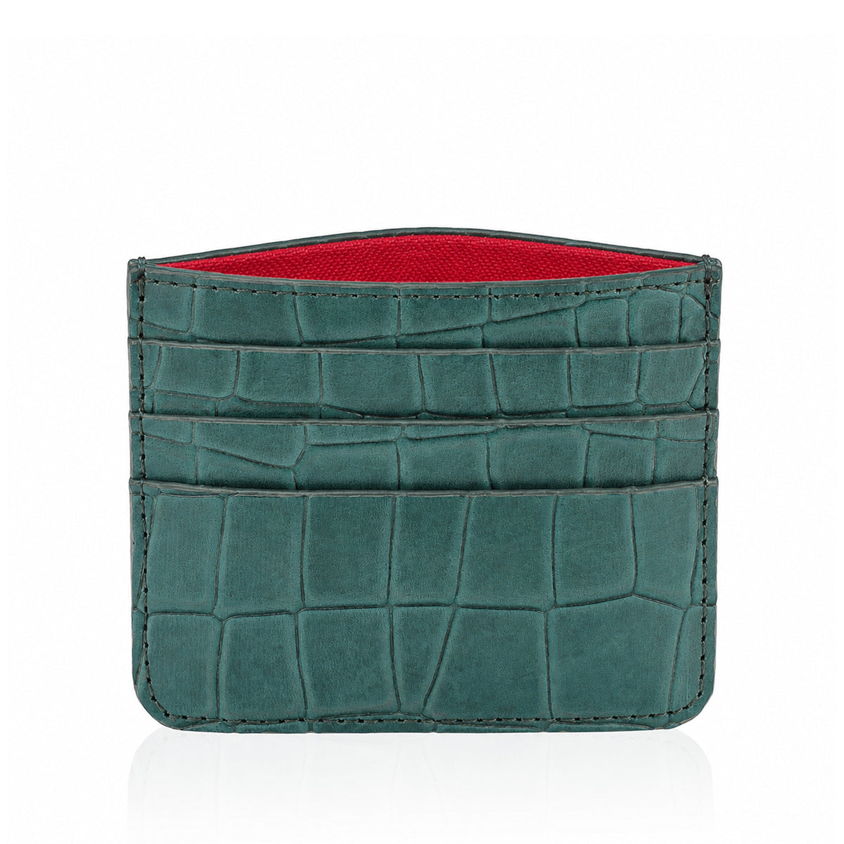 Sage - Sea Green Crocodile Textured Card Holder