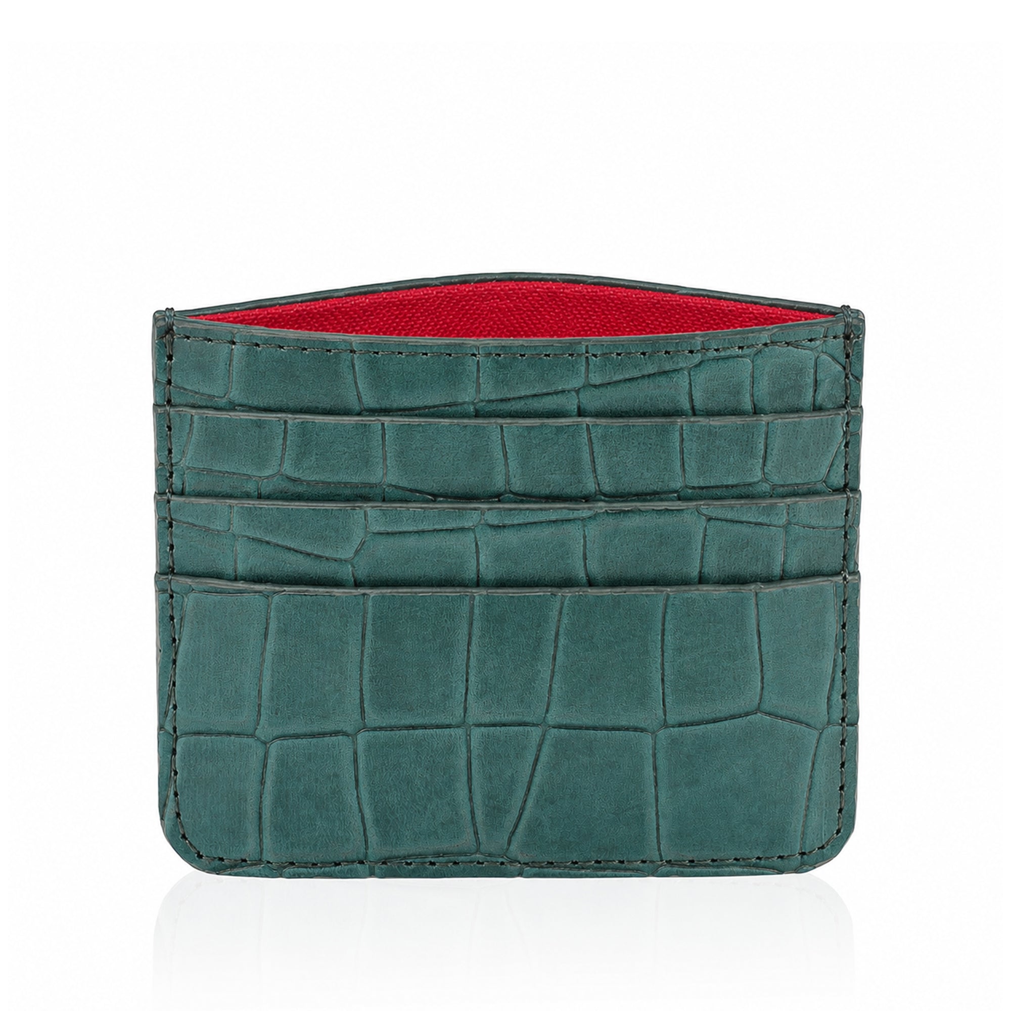 Sage - Sea Green Crocodile Textured Card Holder