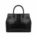 Ariana - Black Crocodile Textured Faux Leather Handbag
