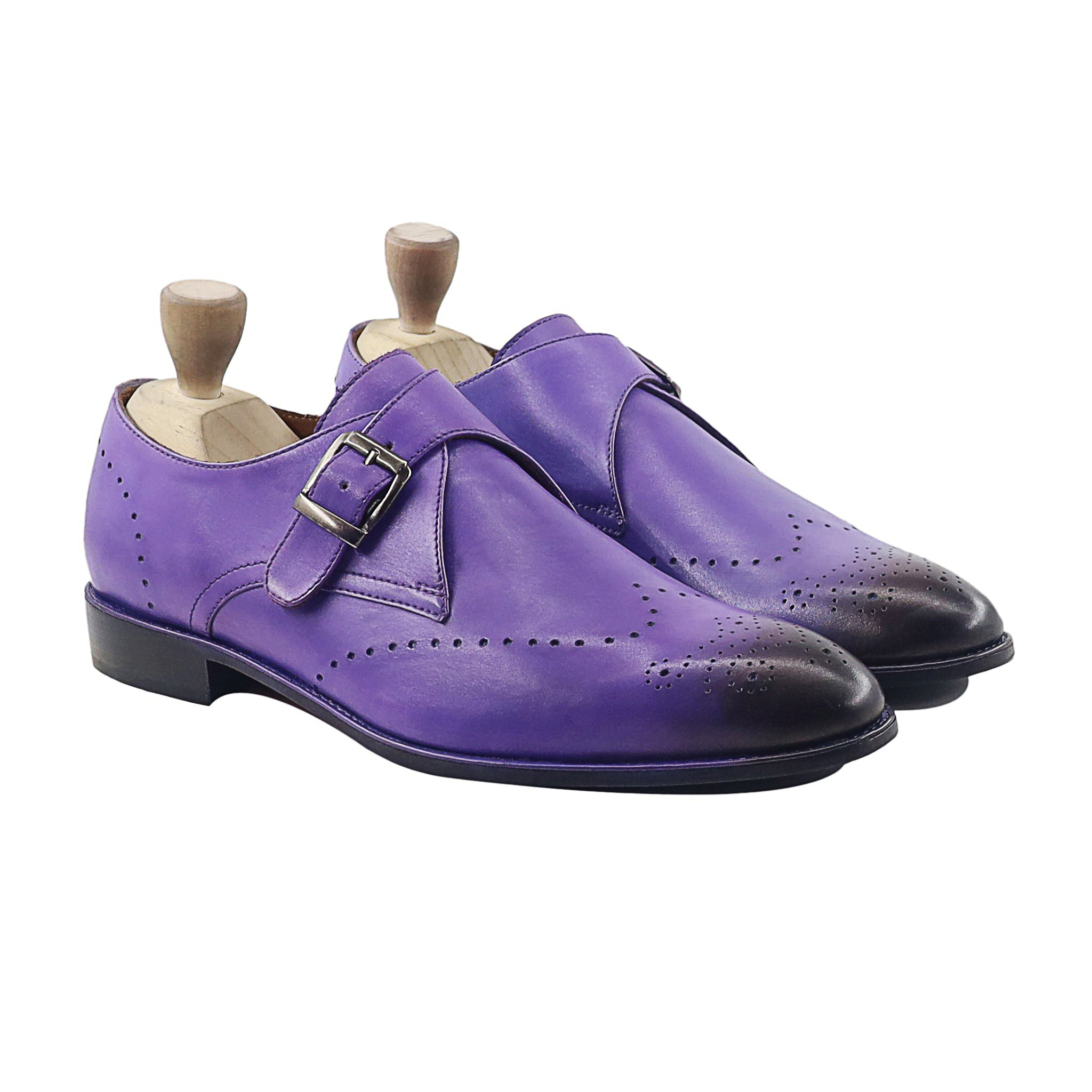 Emelia - Men's Purple Calf Leather Single Monkstrap