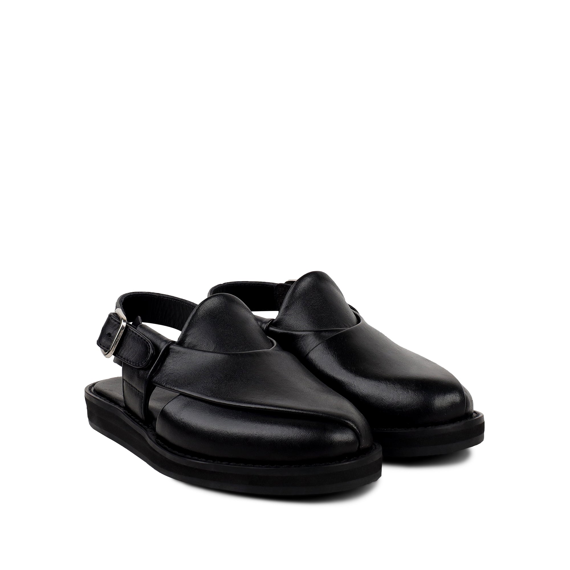 Evan - Children’s Black Calf Leather Sandal