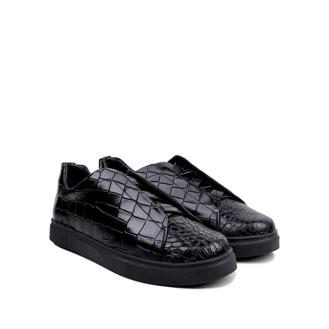 London - Men’s Black Crocodile Print Sneaker
