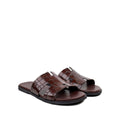 Cameron - Men's Chocolate Brown Crocodile Textured Leather Slipper