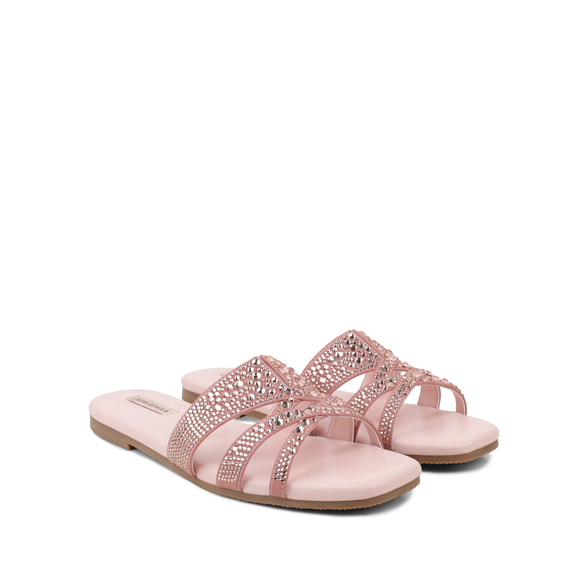 Freya - Women's Pink Hand Set Crystals Slipper