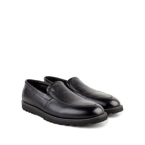 Neil - Men's Black Milled Leather Sneaker