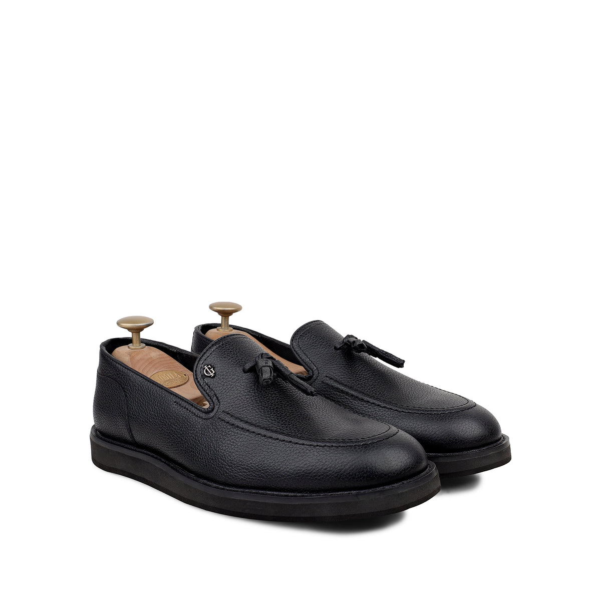 Gavin - Men's Black Milled Leather Casual