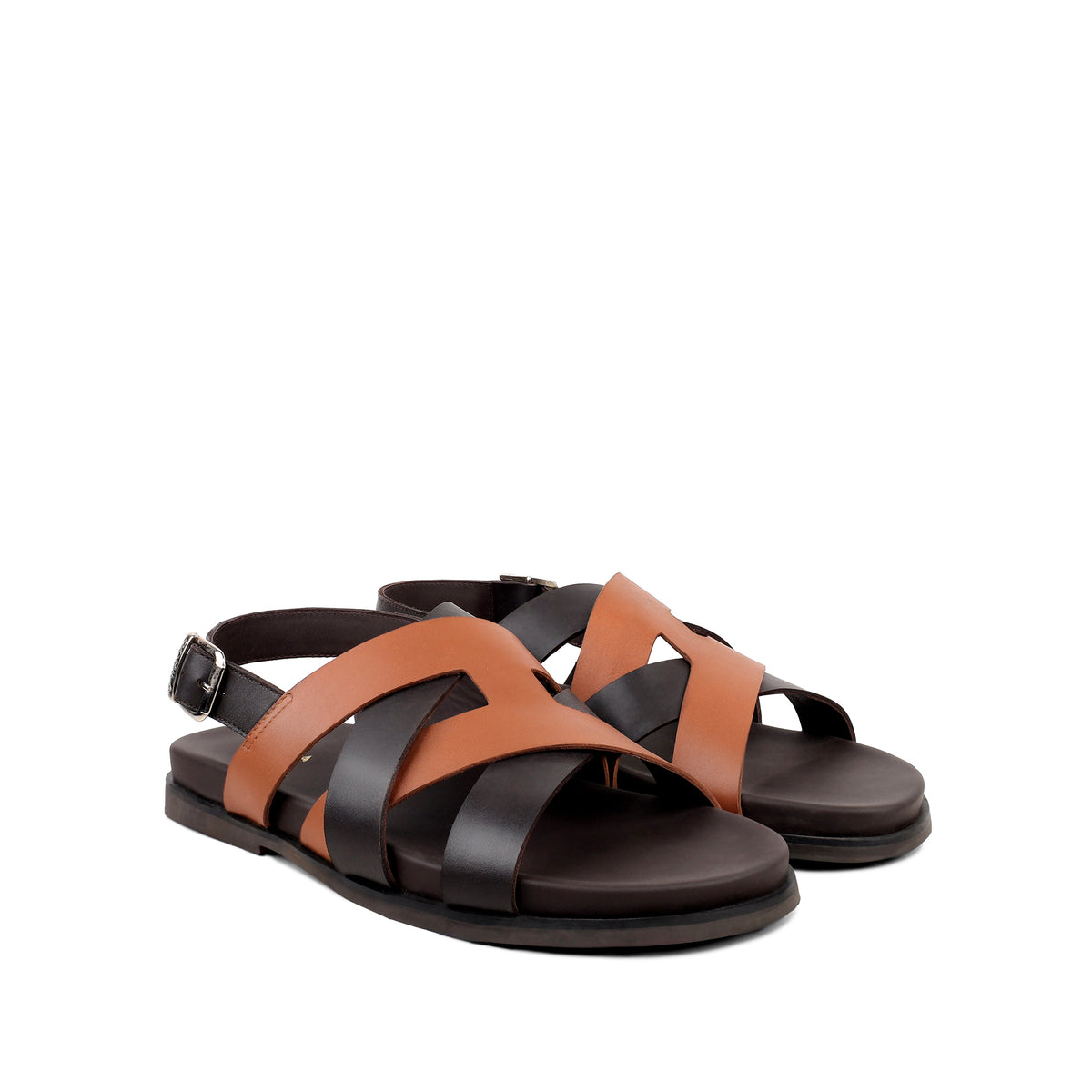 Galo - Men's Dark Brown & Tan Calf Leather Sandal