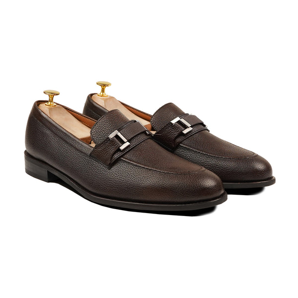 Athena - Men's Dark Brown Pebble Grain Leather Loafer