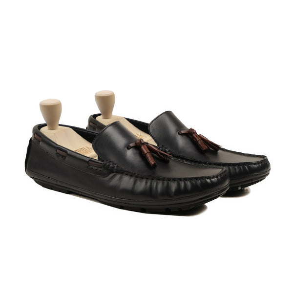 Chiyo - Men's Black Calf Leather Driver Shoe