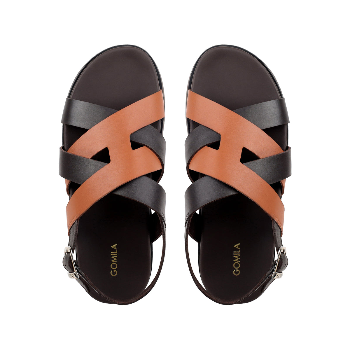 Galo - Men's Dark Brown & Tan Calf Leather Sandal