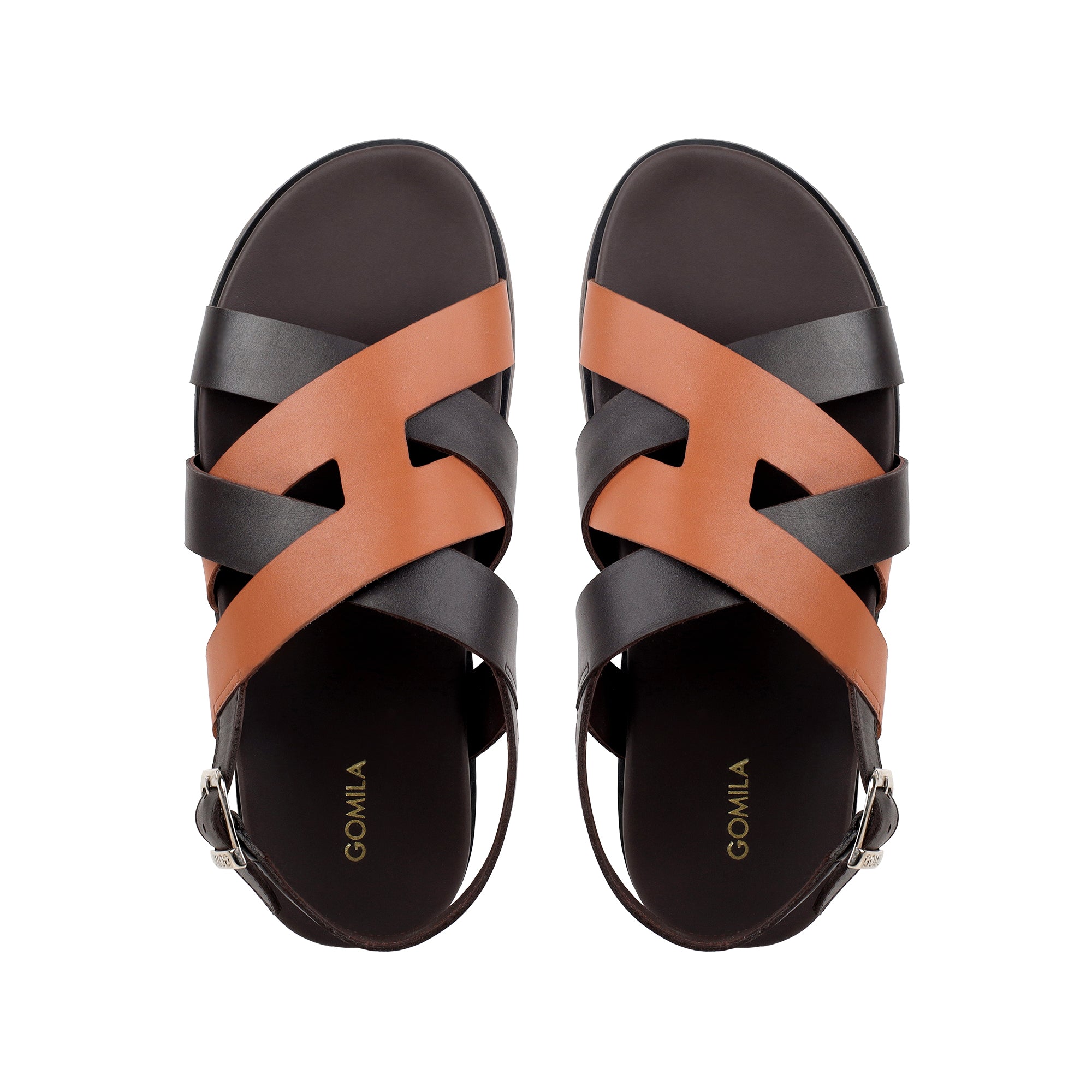 Galo - Men's Dark Brown & Tan Calf Leather Sandal