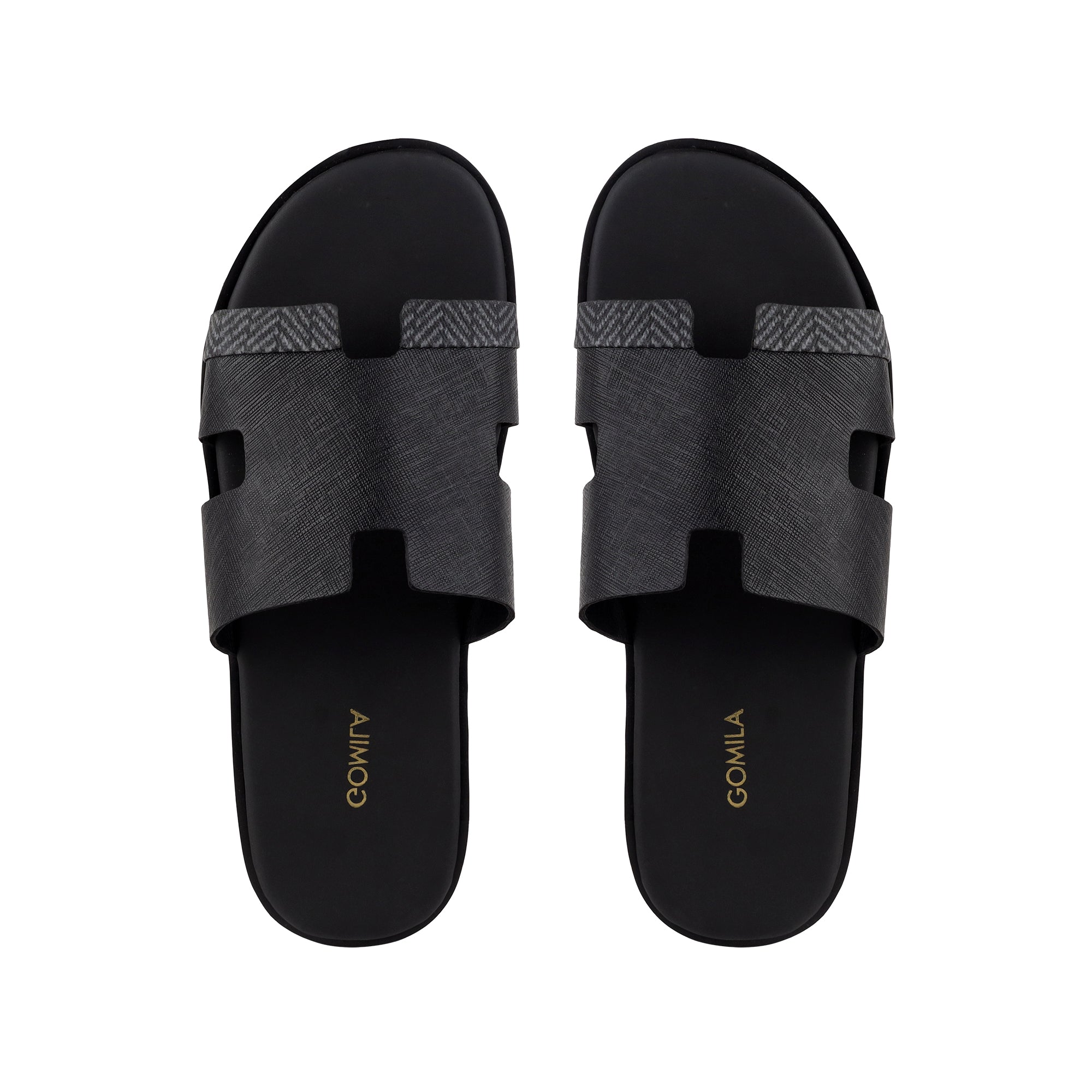 Kiara - Men's Black Calf Leather Slippers