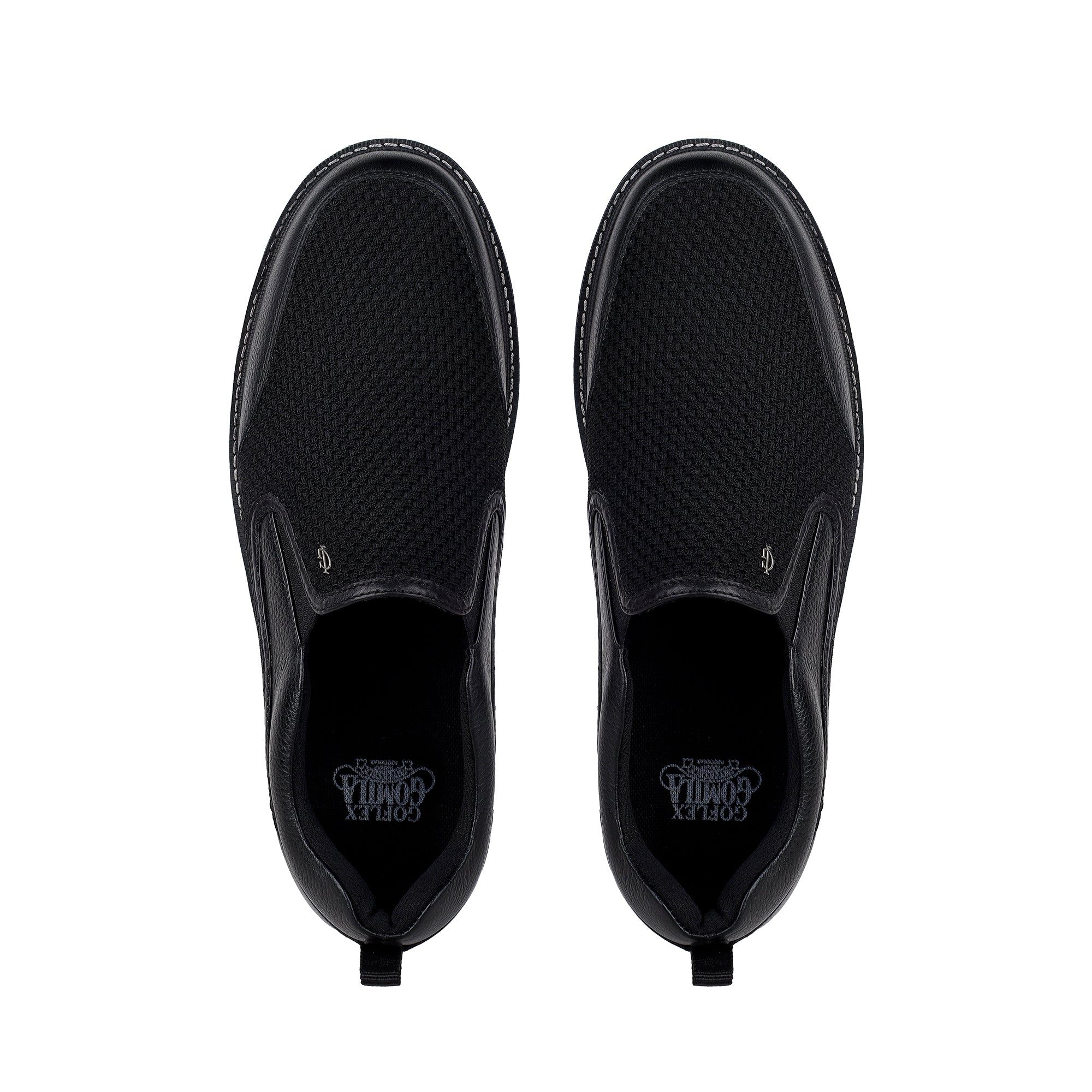 Hugh - Men's Black Pebble Leather and Mesh Fabric Sneaker