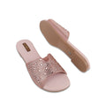 Skye - Women's Peach Pink Rhinestone Slipper