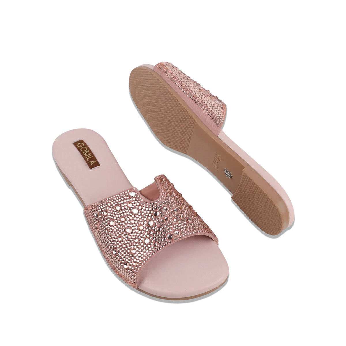 Skye - Women's Peach Pink Rhinestone Slipper