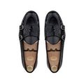 Drobak - Men’s Black Calf and Crocodile Printed Belgian Loafer