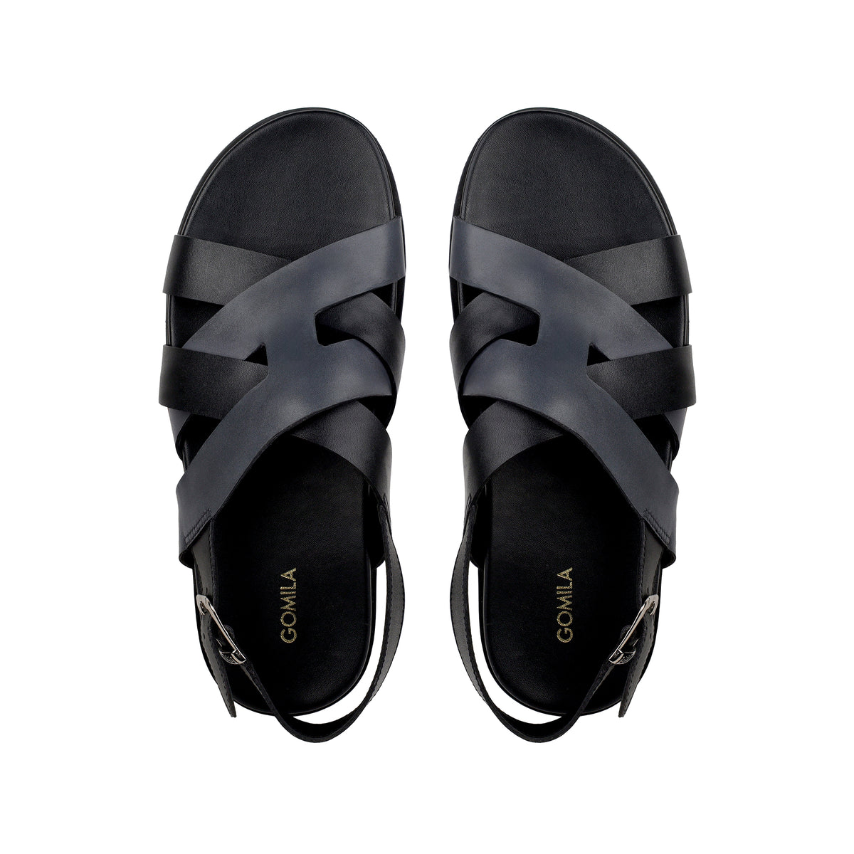 Galo - Men's Black & Grey Calf Leather Sandal