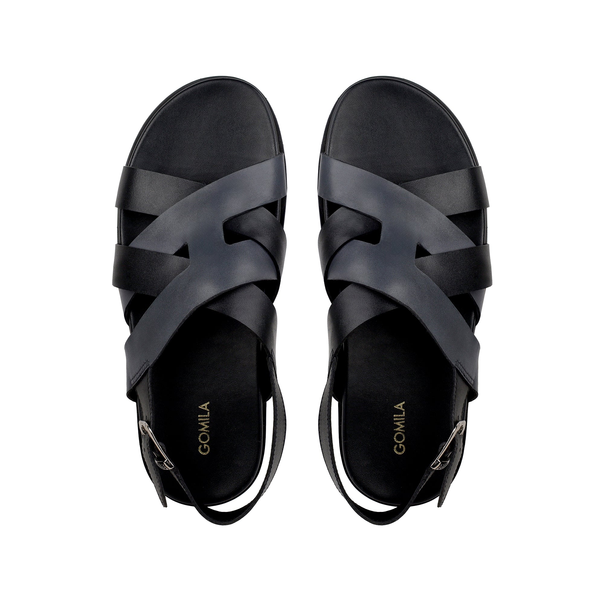 Galo - Men's Black & Grey Calf Leather Sandal
