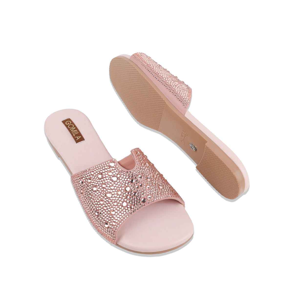 Skye - Women's Peach Pink Rhinestone Slipper