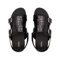 Damian - Men's Black Crocodile Printed Leather Sandal