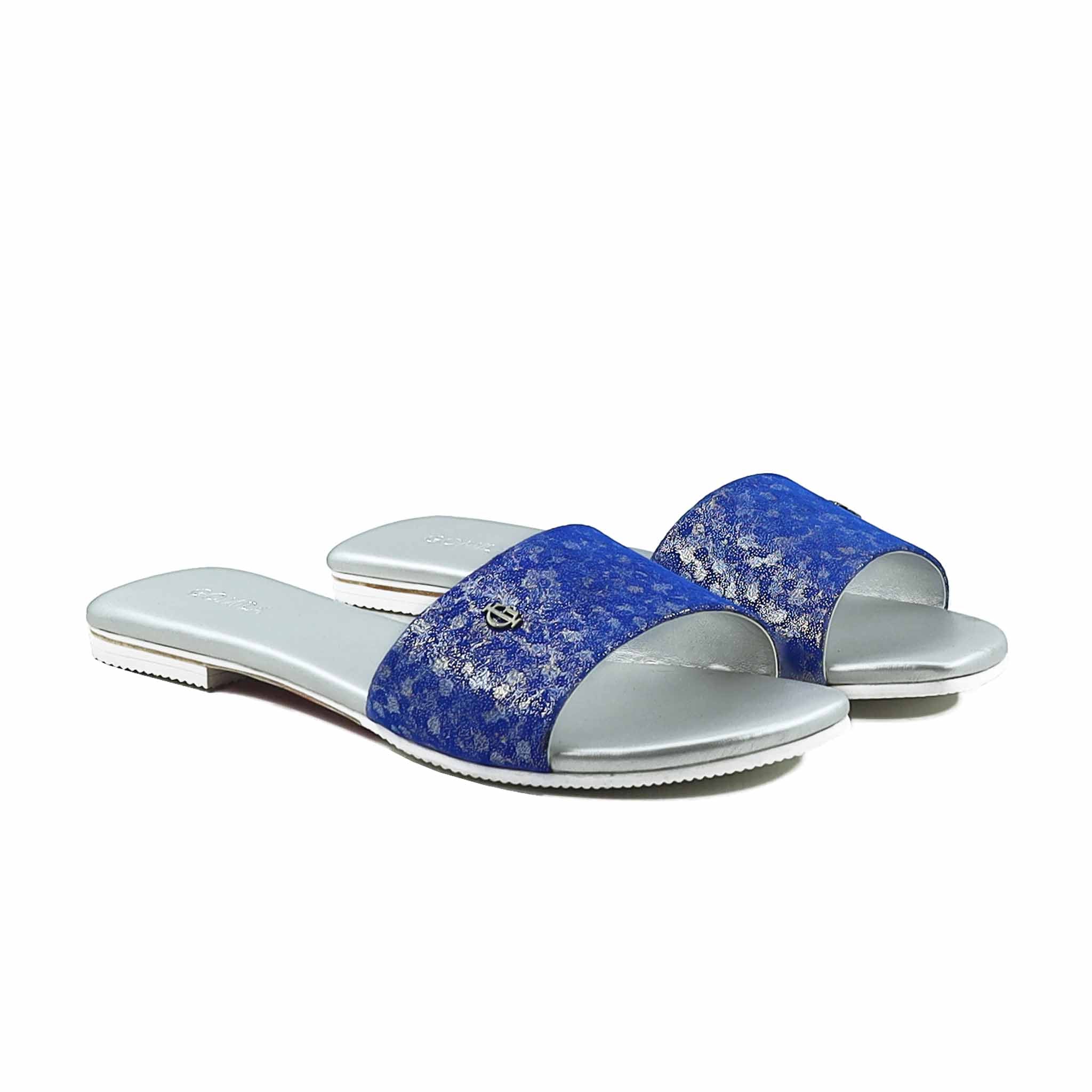 Abbie - Women's Silver and Blue Slipper