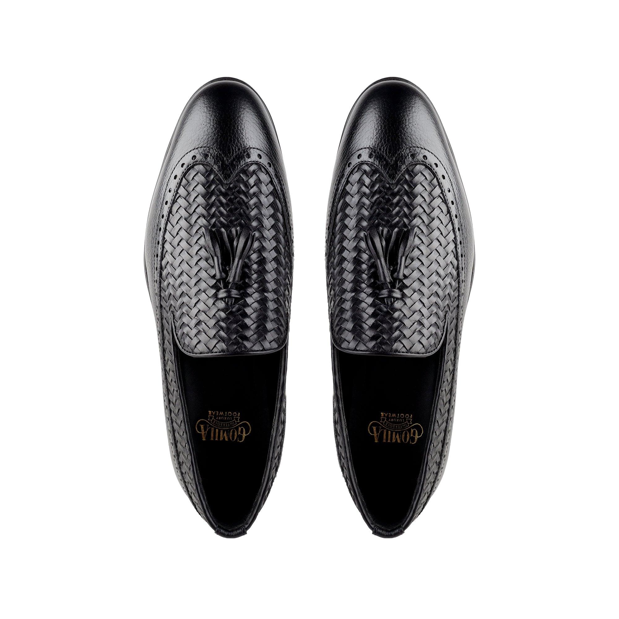 Dubasari - Men's Dark Black Pebble Grain and Hand Woven Calf Leather Loafer