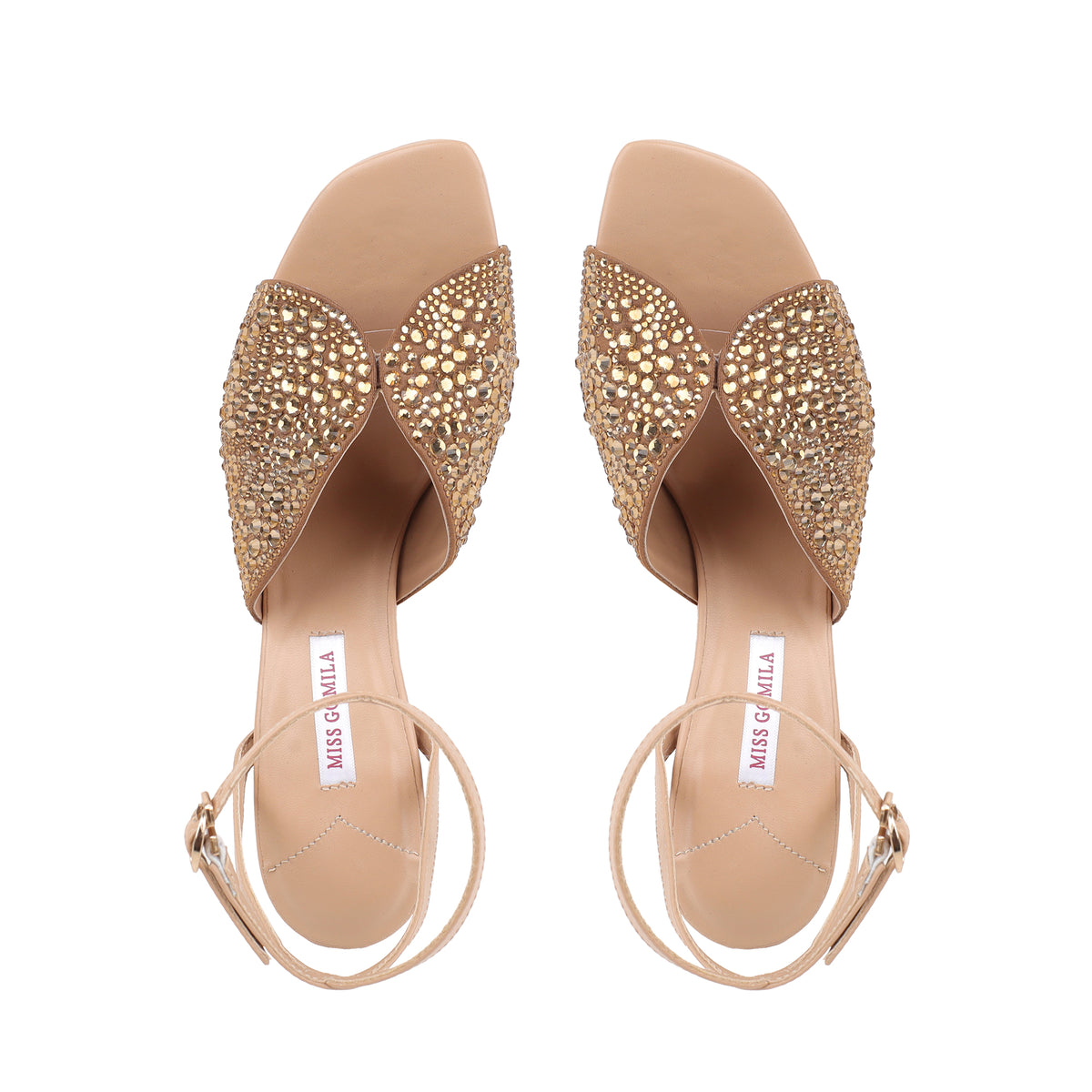 Maya - Women’s Champagne Hand Set Crystals 90mm Heels