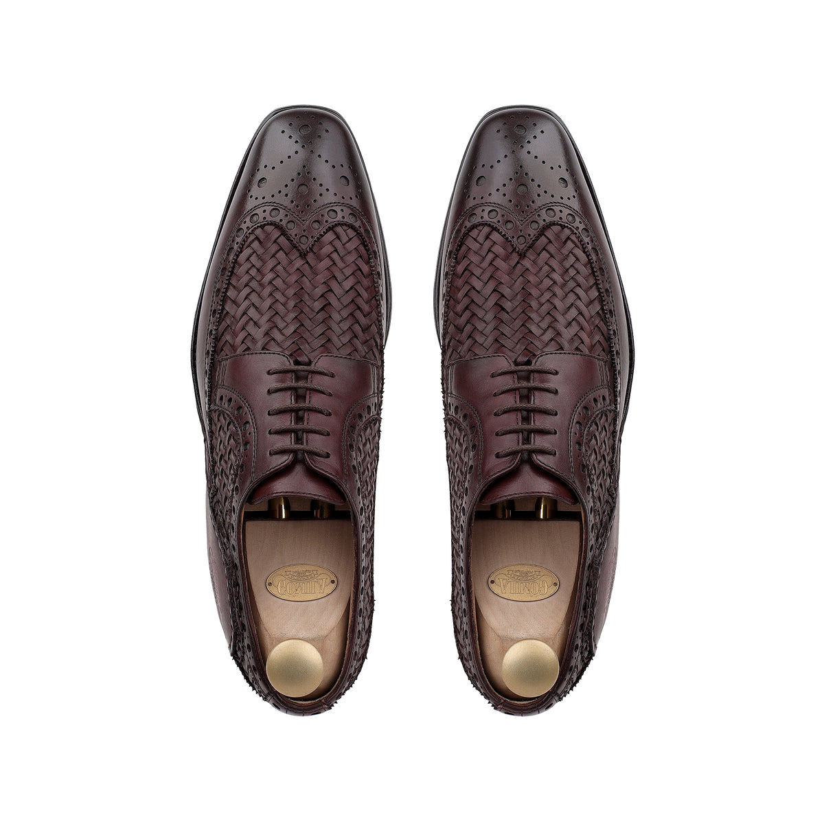 Yasnole - Men's Oxblood Hand Woven Opanka Construction Calf Leather Derby Shoe
