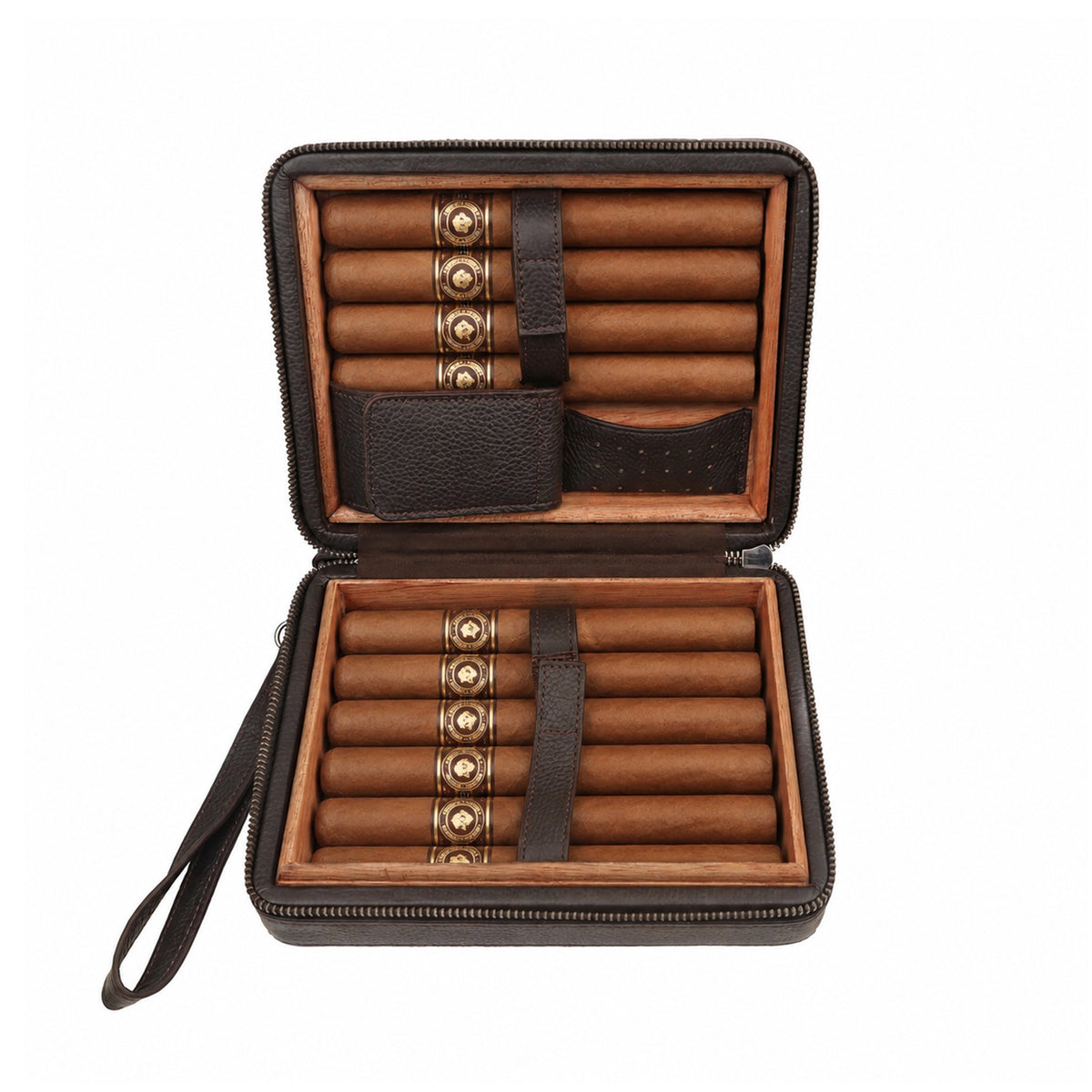 Castro - Men's Dark Brown Milled Leather Cigar Case