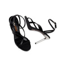 Nora - Women's Black Crocodile Print Strapped 90mm Heels