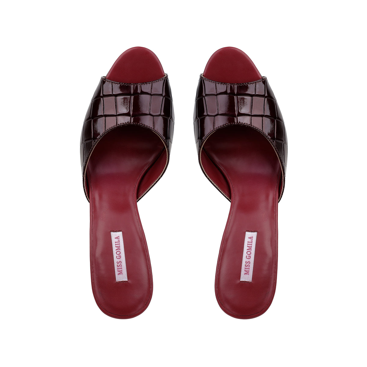 Elira - Women's Oxblood Crocodile Print 90mm Heels