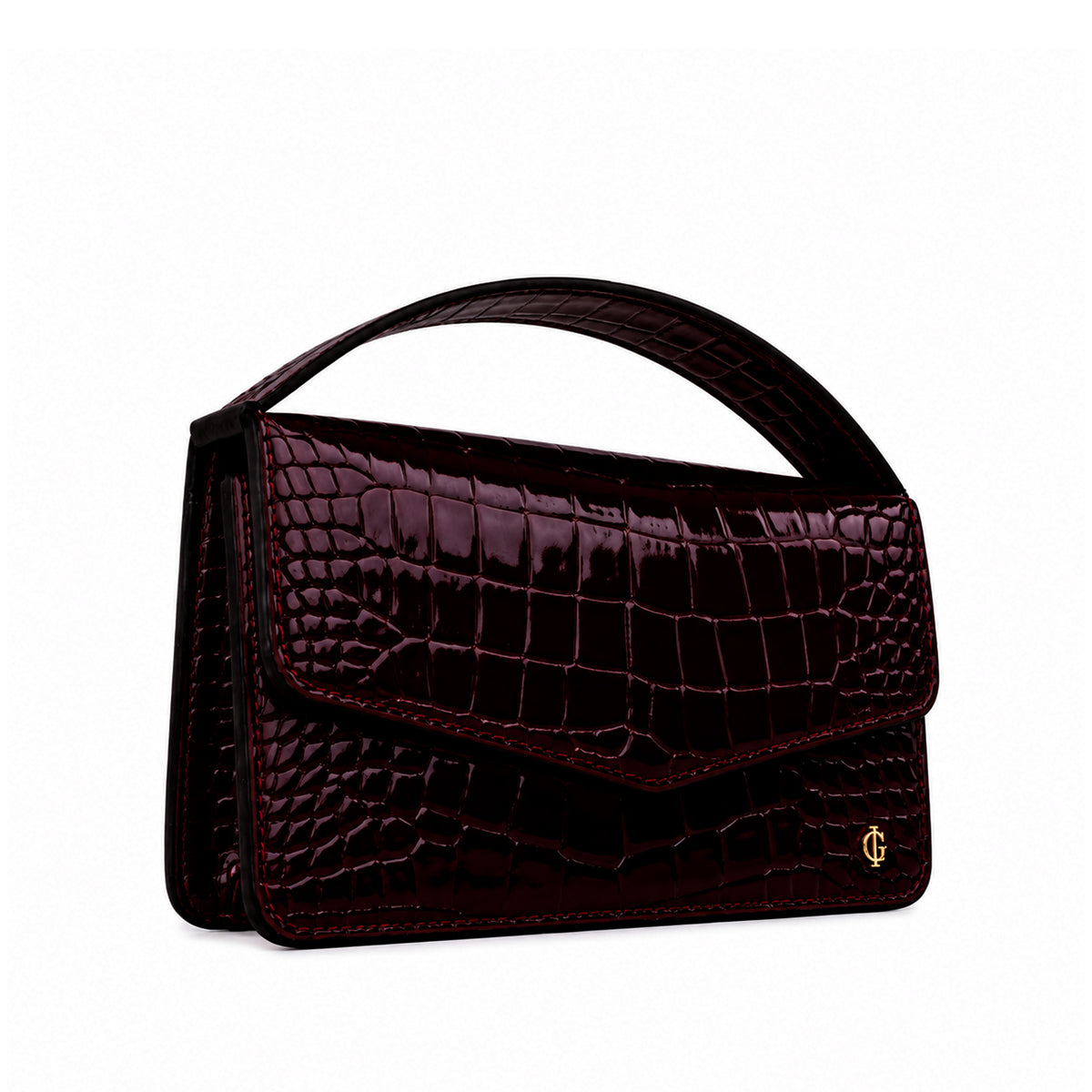 Victoria  - Oxblood Crocodile Textured Micro Bag