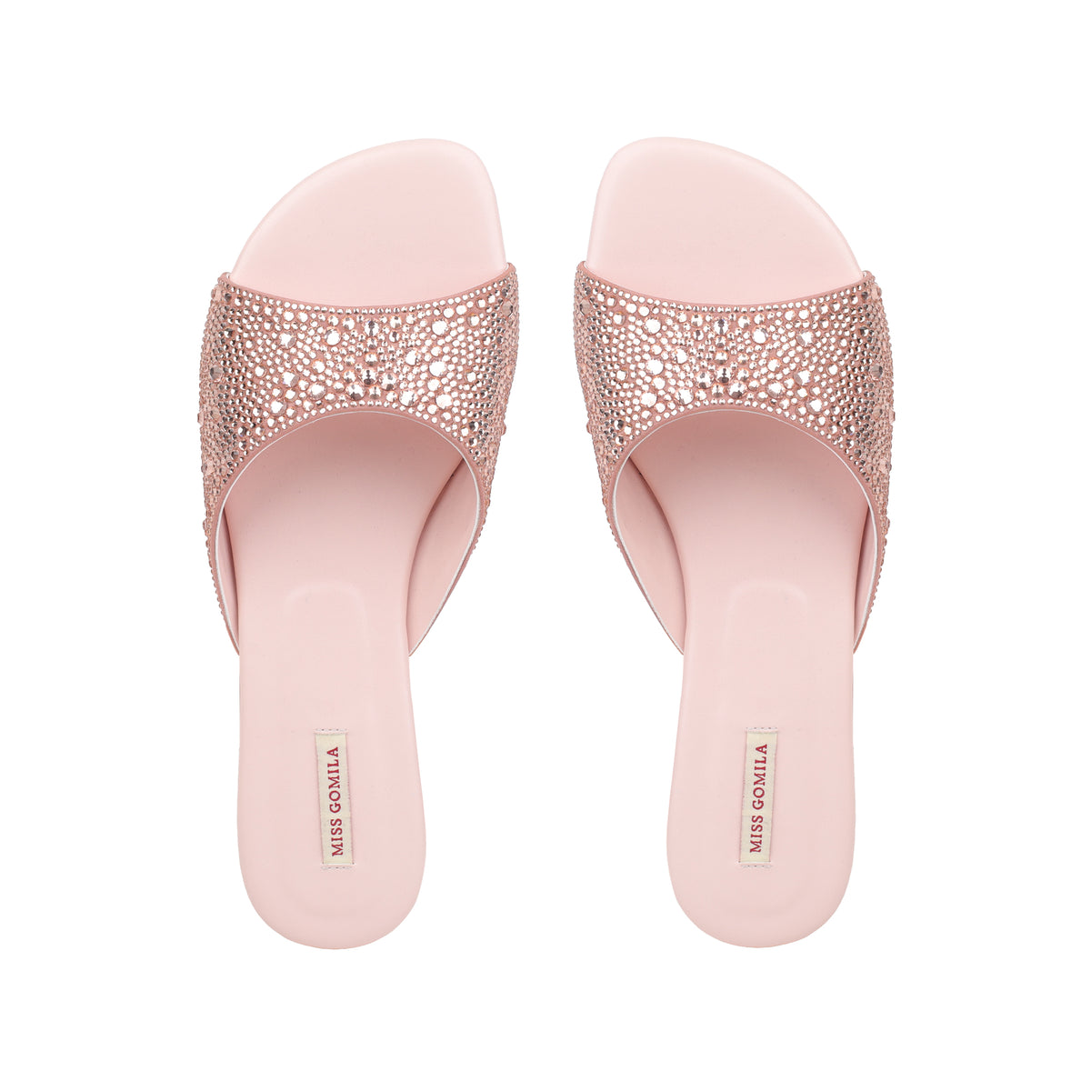 Amber - Women's Light Pink Rhinestone Slipper