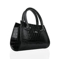 Alora - Black Crocodile Print Faux Leather Hand Bag