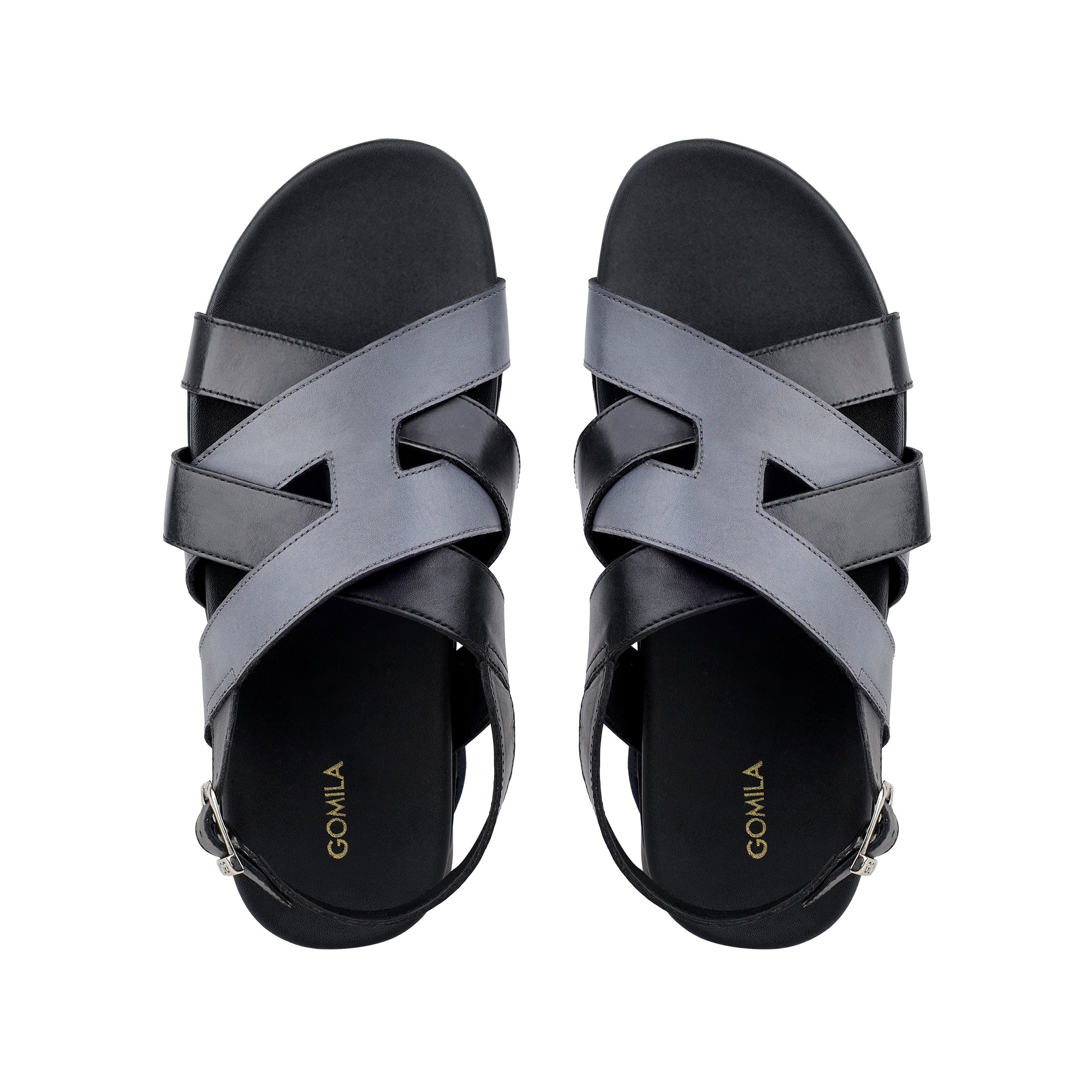 Galo - Men's Black & Grey Calf Leather Sandal