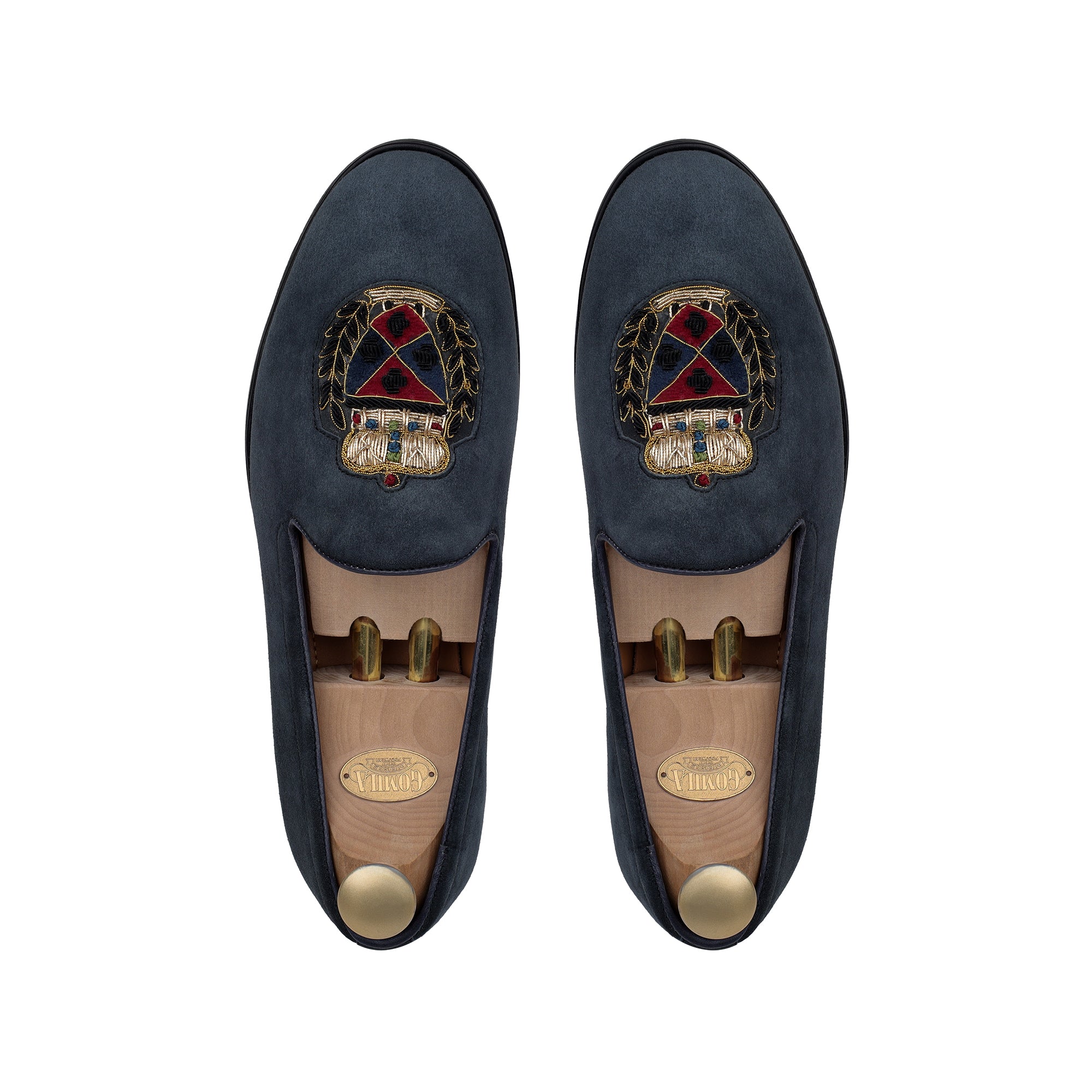 Ellis - Men's Navy Blue Suede & Embroidery Loafer