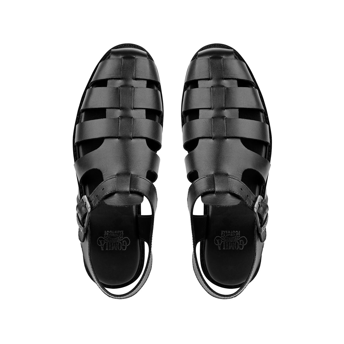 بالمو - مردانہ سیاہ بچھڑے کے چمڑے کی چپل